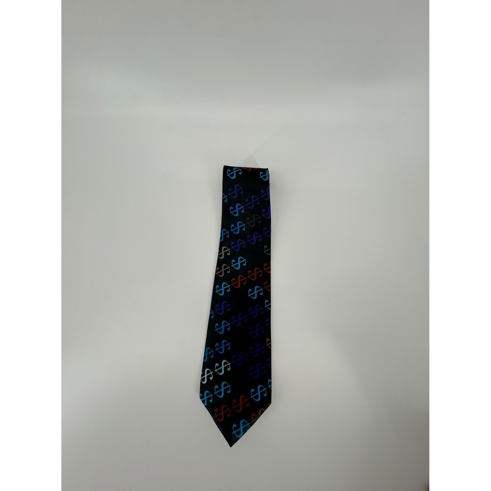 Ties In Disguise Mens Silk Dollar Sign Money Pattern Navy Blue Green Necktie